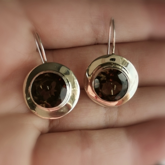 Smokey Topaz Smoky Quartz Drop Earrings In Sterling Silver 🆕 - Picture 5 of 8